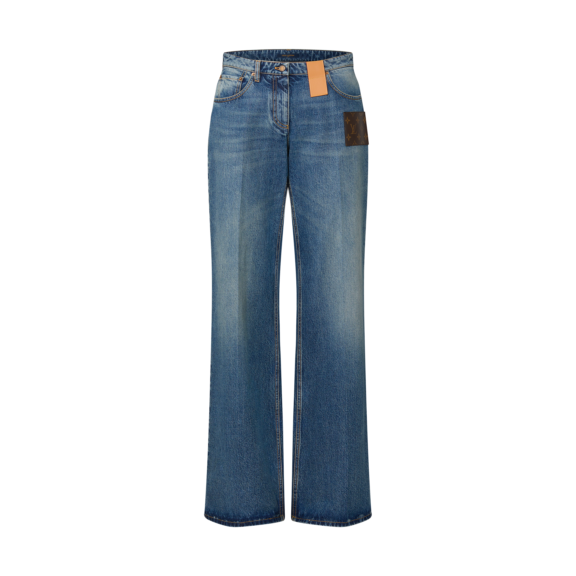 r*x様 Louis Vuitton SS19 / Flared Denim J Stonewashed Monogram Patch Boot-Cut Jeans - Ready-to-Wear | Louis